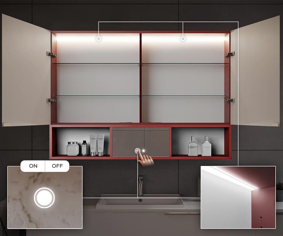 LED-belysning inde i kabinettet