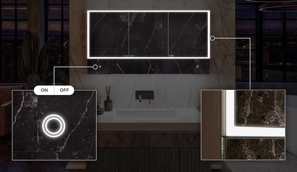 Lily-modellen – elegant skab med belysning og hylder | ARTFORMA