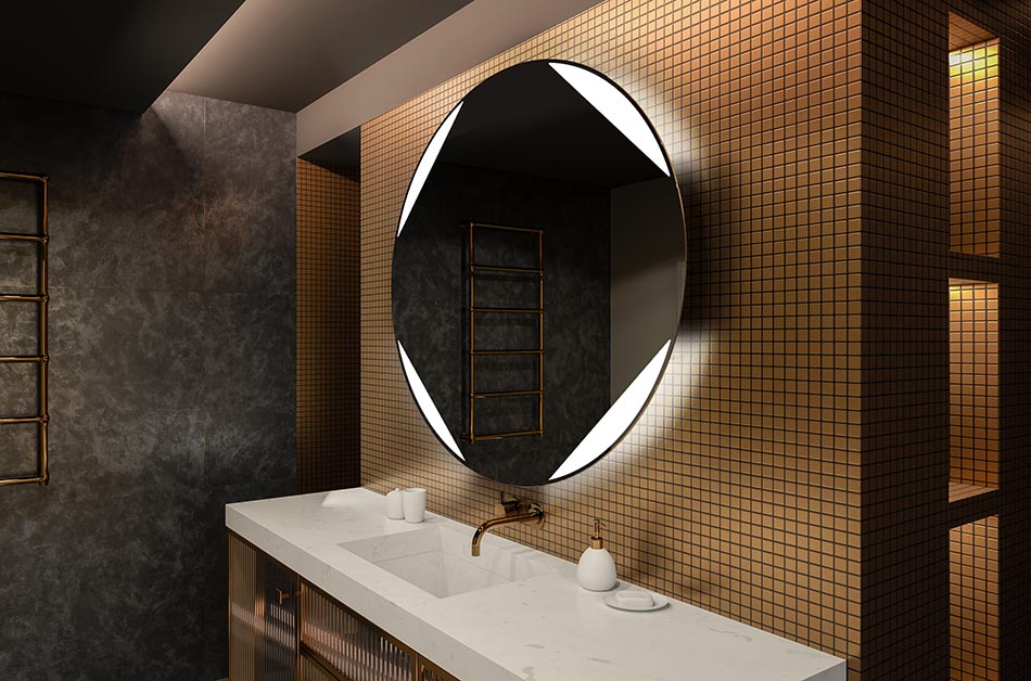 Rundet LED-spejl med belysning, der er perfekt til et stemningsfuldt interiør | ARTFORMA