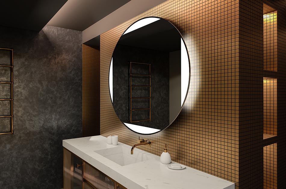 Rundet LED-spejl med belysning, der er perfekt til et stemningsfuldt interiør | ARTFORMA