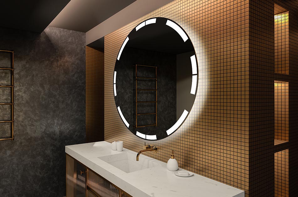 Rundet LED-spejl med belysning, der er perfekt til et stemningsfuldt interiør | ARTFORMA