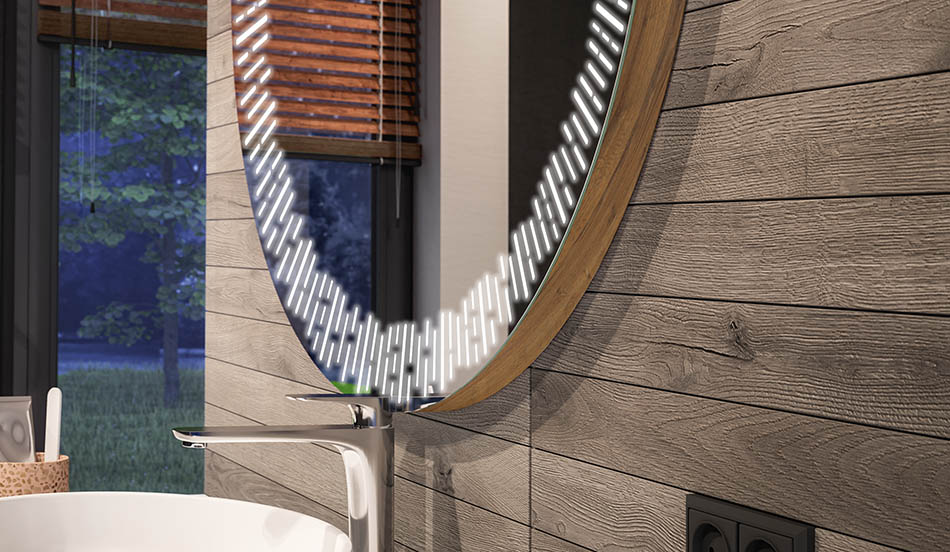 Rundt LED-spejl med ambient effekt og elegant diffust lys | ARTFORMA
