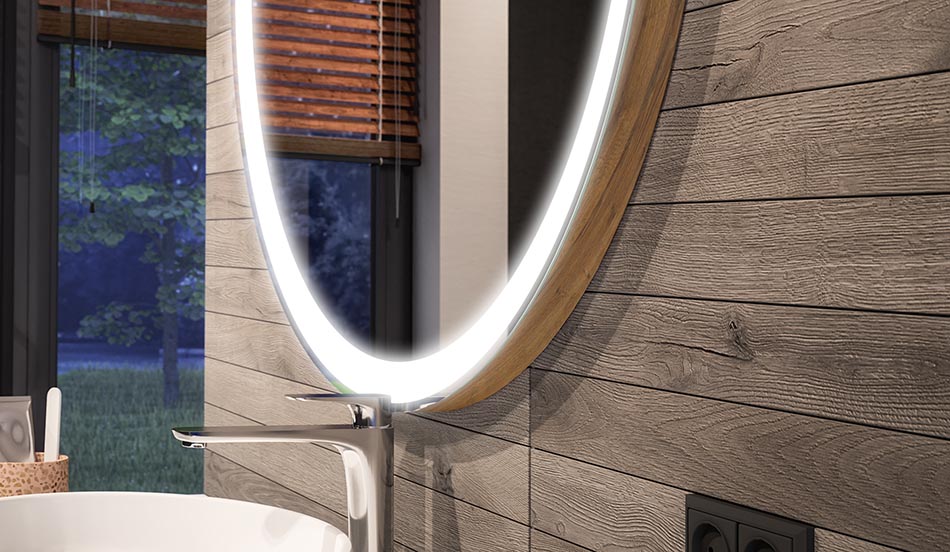 Rundt LED-spejl med ambient effekt og elegant diffust lys | ARTFORMA