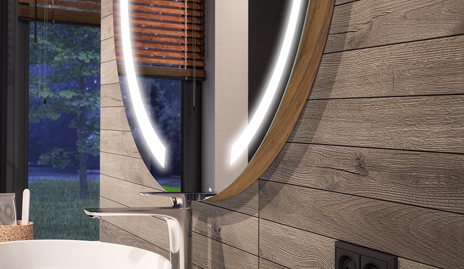 Rundt LED-spejl med ambient effekt og elegant diffust lys | ARTFORMA