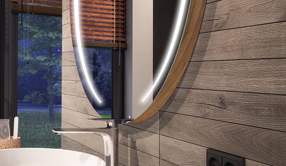 Rundt LED-spejl med ambient effekt og elegant diffust lys | ARTFORMA