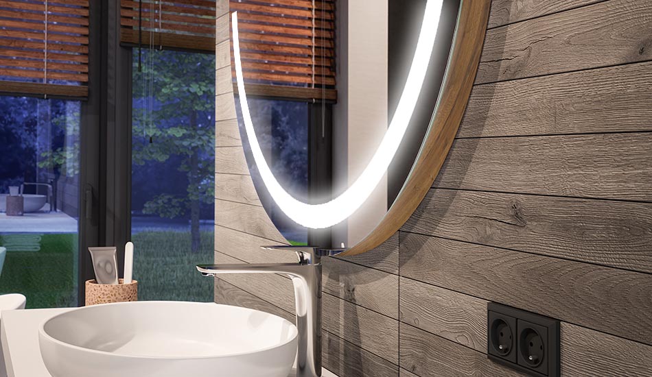 Rundt LED-spejl med ambient effekt og elegant diffust lys | ARTFORMA
