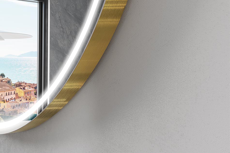 Intelligent smart spejl i uregelmæssig form, perfekt til det moderne badeværelse | ARTFORMA