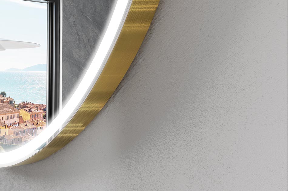 Intelligent smart spejl i uregelmæssig form, perfekt til det moderne badeværelse | ARTFORMA