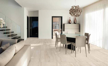 Gres til gulvet, 60x120 cm, beige, mat, A4H1063 Memento Travertino Ambra Mat