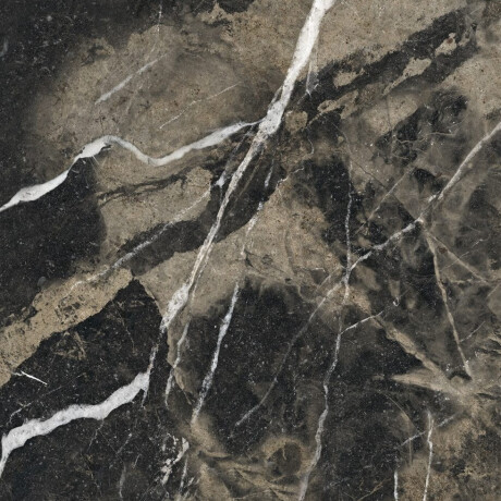 Glaseret porcelænsflise til gulv, 60x120, sort med gyldne årer, blank, rektificeret, A4H109 Pierre Black #17