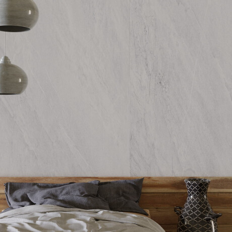 Glaseret porcelænsflise til gulv, 60x120 cm, lys grå, stenlook, mat, A4H1127 Agathos White #5