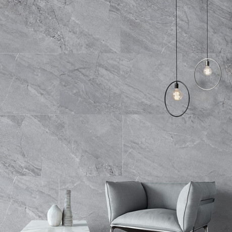 Glaseret porcelænsflise til gulv, 120x120 cm, grå stenlook, mat, A4H1130 Agathos Grey #8