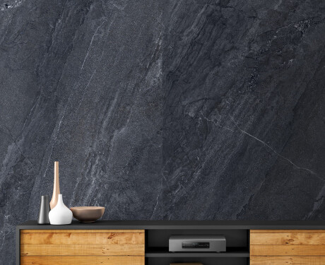 Glaseret porcelænsflise til gulv, 120 x 280 cm, antracit, stenlook, mat, A4H1137 Agathos Anthracite