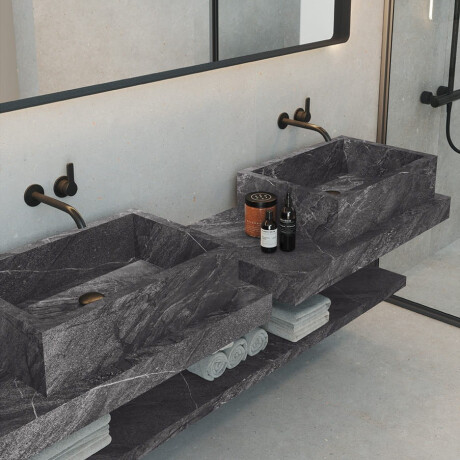 Glaseret porcelænsflise til gulv, 120 x 280 cm, antracit, stenlook, mat, A4H1137 Agathos Anthracite #2