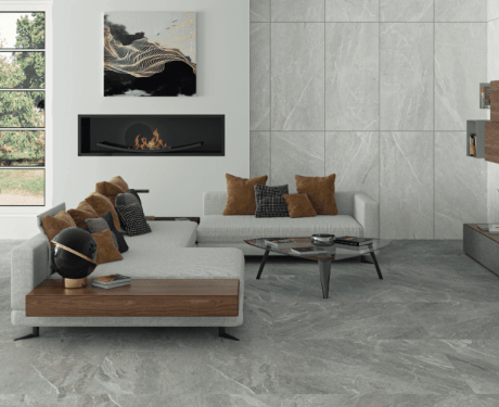 Glaseret porcelænsflise til gulv, 60x120 cm, lys grå, mat, rektificeret, A4H125, Materia Pearl