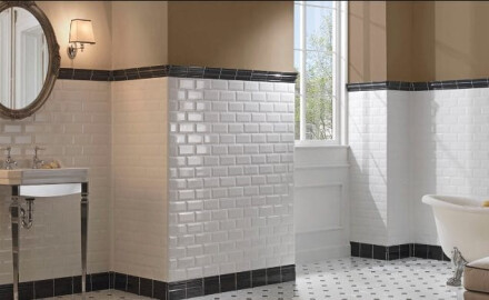 Faset keramisk vægflise 10x20, hvid, blank, faset A4H22 Blanco Brillo