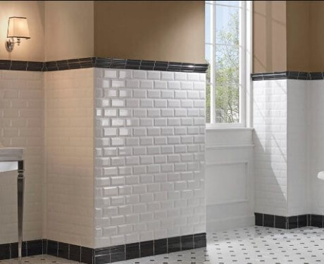 Faset keramisk vægflise 10x20, hvid, blank, faset A4H22 Blanco Brillo