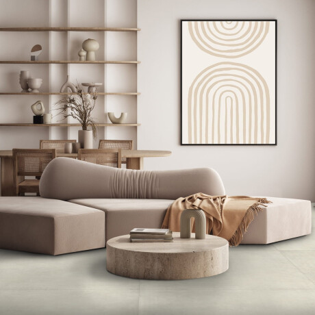 Glaseret porcelænsflise til gulv, 60x120 cm, lys grå beton, mat, rektificeret, A4H302 Massive Snow #1