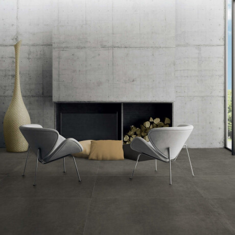 Glaseret porcelænsfliser til gulv, 120x120 cm, mørkegrå beton, mat, rektificeret, A4H326 Massive Dimgray #4