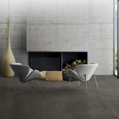 Glaseret porcelænsflise til gulv, 60x120 cm, mørkegrå beton, mat, rektificeret, A4H327 Massive Dimgray #1