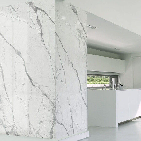 Glaseret porcelænsflise til gulv, 120x280 cm, mat, med grå årer, rektificeret, A4H452 Statuario Superiore #4