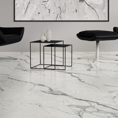 Glaseret gulvflise, 120x120 cm, mat, med grå årer, rektificeret, A4H455 Statuario Superiore #3