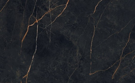 Storformat porcelænsfliser 120x280, sort marmor med gyldne årer, blank overflade A4H474 Sant Loreno