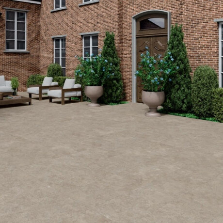 Gres til gulv 100x100, travertin, tværsnit, mat, gråbeige taupe A4H499 Chrono Stone #3