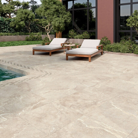 Steinfliser med årer til gulvet, 100x100, mat, gråbeige taupe, A4H508 Volterra Bone #2