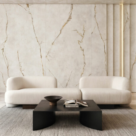 Storformat porcelænsfliser 120x280, marmor med varme årer, blank overflade, A4H634 Dubai Gold #2