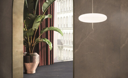 Storformat-keramisk flise 120x280, marmor med årer, blank, A4H824 Omani Oud