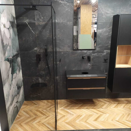 Glaseret porcelænsflise til gulv, 60x120 cm, sort mat, rektificeret, A4H85 Iroc Black #1