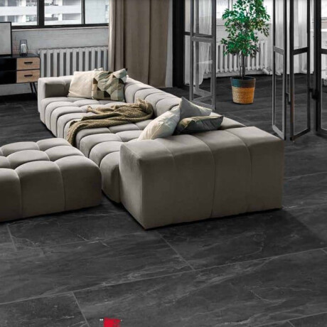 Glaseret porcelænsflise til gulv, 60x120 cm, sort mat, rektificeret, A4H85 Iroc Black #18