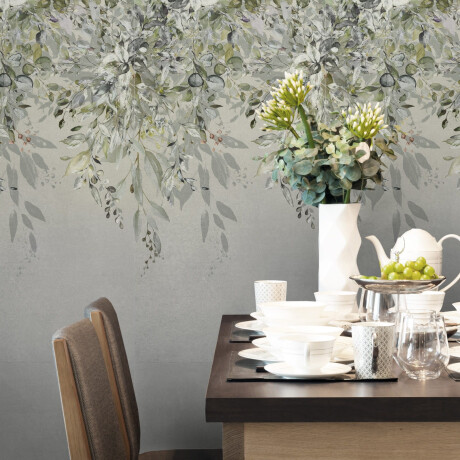 Vægfliser 60x120 cm, grå med blomstermønstre, mat A4H918 Flower #2