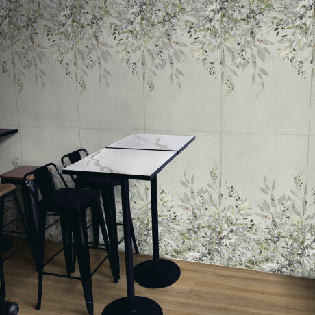 Vægfliser 60x120 cm, grå med blomstermønstre, mat A4H918 Flower #3