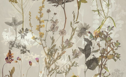 Vægfliser 60x120 cm, grå med blomstermønstre, mat, A4H919 Glame