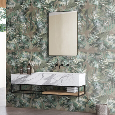 Vægfliser 60x120 cm, beige med blomstermønstre, mat, A4H922 Kamu #3