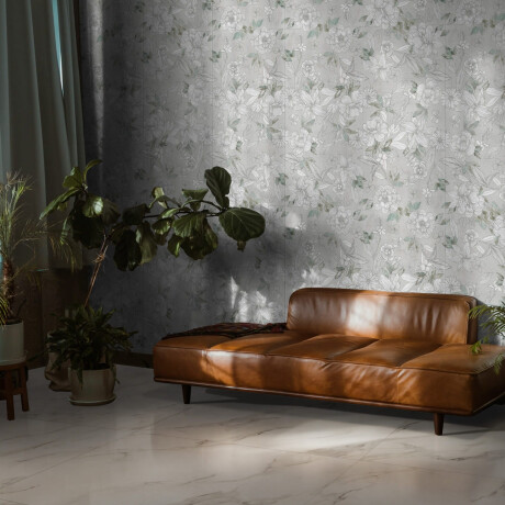 Vægfliser 60x120 cm, grå med blomstermønstre, mat, A4H923 Lirio #1