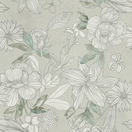 Vægfliser 60x120 cm, grå med blomstermønstre, mat, A4H923 Lirio #4