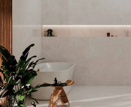 Storformat-keramisk flise 100x100, marmor med årer, blank, A4H941 Saffire Cream