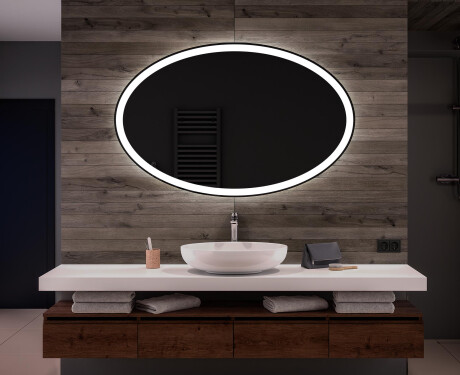 Ovalt badeværelses spejl med LED L74 - Vandret #1