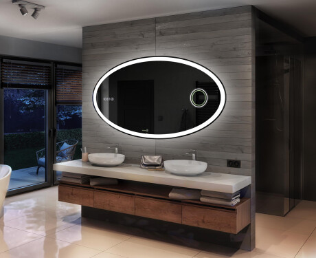 Ovalt badeværelses spejl med LED L74 - Vandret #2