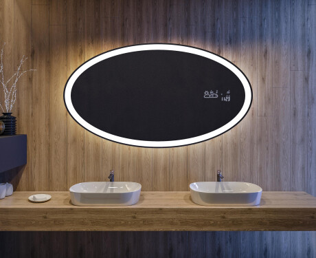 Ovalt badeværelses spejl med LED L74 - Vandret #3