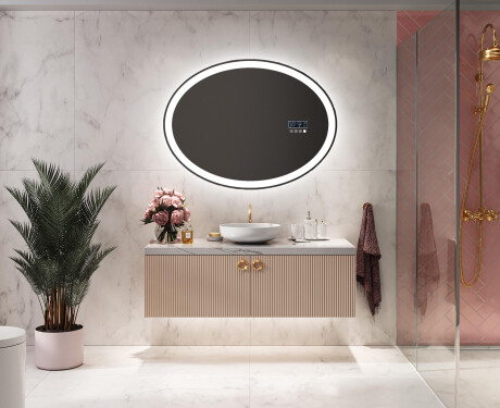 Ovalt badeværelses spejl med LED L74 - Vandret #6