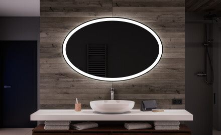 Ovalt badeværelses spejl med LED L74 - Vandret