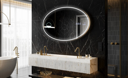 Ovalt badeværelses spejl med LED L228