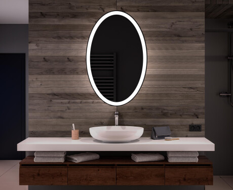 Ovalt badeværelses spejl med LED L74 - Lodret #1