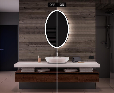 Ovalt badeværelses spejl med LED L74 - Lodret #5