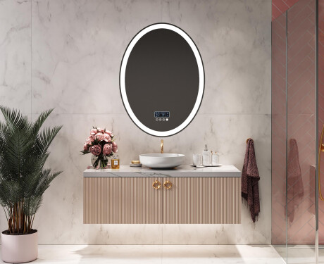 Ovalt badeværelses spejl med LED L74 - Lodret #6