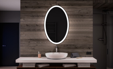 Ovalt badeværelses spejl med LED L74 - Lodret